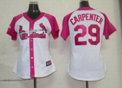 2012 Women Pink Splash Fashion St. Louis Cardinals 29# Chris Carpenter white jerseys