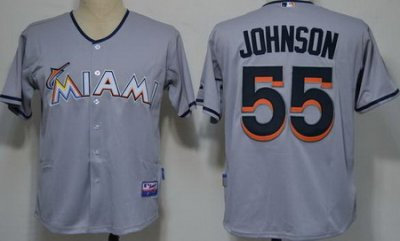 Miami Marlins 55 Johnson Grey 2012 Cool Base MLB Jerseys Miami Marlins 55 Johnson Grey 2012 Cool Base MLB Jerseys