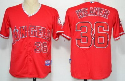 Los Angeles Angels 36# Weaver Red Cool Base MLB Jerseys