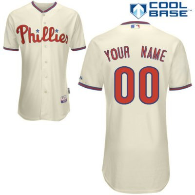 Customized Philadelphia Phillies Jersey Cream Home Cool Base Baseball Jersey