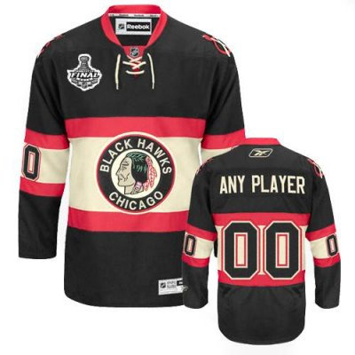 Customized Chicago Blackhawks Jersey Black Third Stanley Cup Finals Man  Jersey