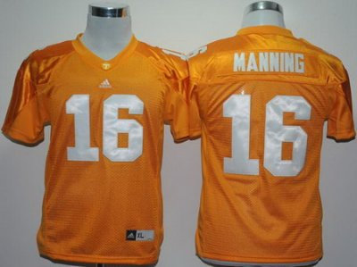 Kids Tennessee Volunteers 16# Peyton Manning Yellow NCAA Youth Jersey