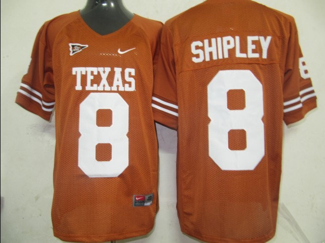 NCAA Texas Longhorns 8 Shpley Orange jerseys