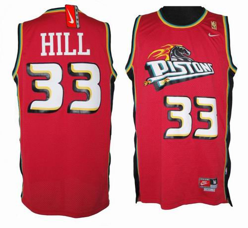 Detroit Pistons 33 Grant Hill red Throwback Jersey Detroit Pistons 33 Grant Hill red Throwback Jersey