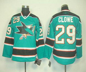 nhl jerseys san jose sharks #29 clowe blue