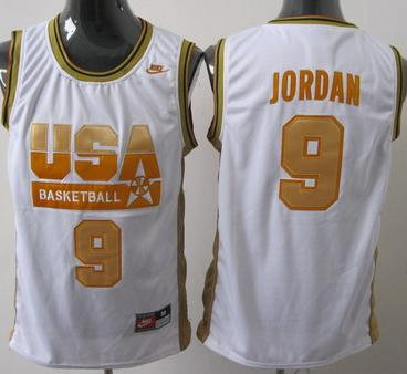 Chicago Bulls Olympic USA 9 Jordan White Basketball Jersey Yellow Number Chicago Bulls Olympic USA 9 Jordan White Basketball Jersey Yellow Number