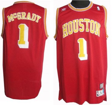 Houston Rockets 1 Tracy McGrady Red Jersey Yellow Number Houston Rockets 1 Tracy McGrady Red Jersey Yellow Number
