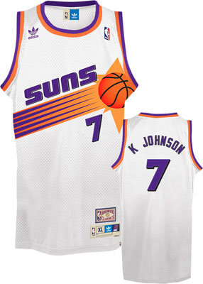 Phoenix Suns 7# Kevin Johnson White Jersey