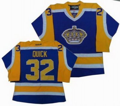 Los Angeles kings 32 Jonathan Quick yellow purple jersey
