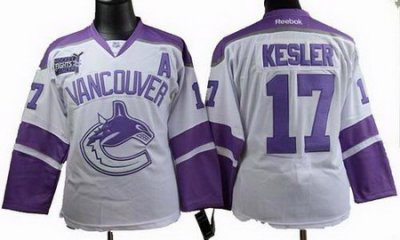 Women vancouver canucks #17 Ryan Kesler Fights Cancer white Jerseys