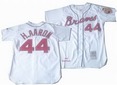 Atlanta Braves 1963 throwback Jersey #44 Hank Aaron white jerseys Atlanta Braves 1963 throwback Jersey #44 Hank Aaron white jerseys