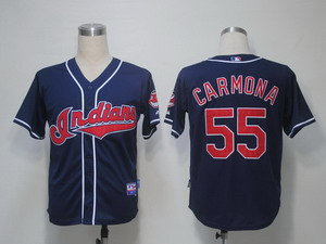 MLB Jerseys Cleveland Indians 55 Carmona Blue Cool Base