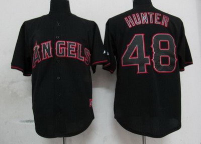 Los Angeles Angels #48 Torii Hunter Pitch Black Fashion Jersey