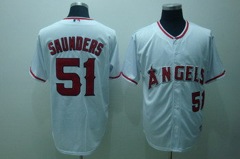 Los Angeles Angels 51 Saunders White Jerseys Los Angeles Angels 51 Saunders White Jerseys
