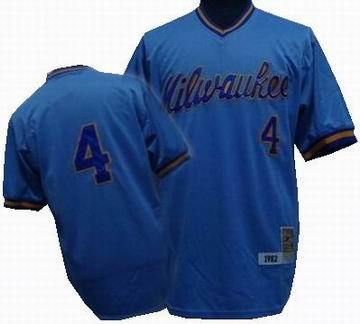 Milwaukee Brewers #4 Paul Molitor jersey mitchellandness blue
