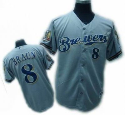 Milwaukee Brewers 8# Ryan Braun GRAY 40TH