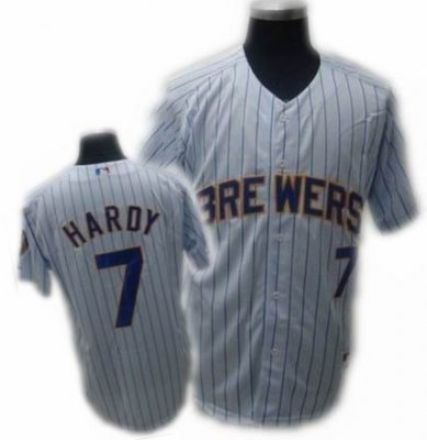 Milwaukee Brewers James Hardy Jersey #7 white blue strip Milwaukee Brewers James Hardy Jersey #7 white blue strip