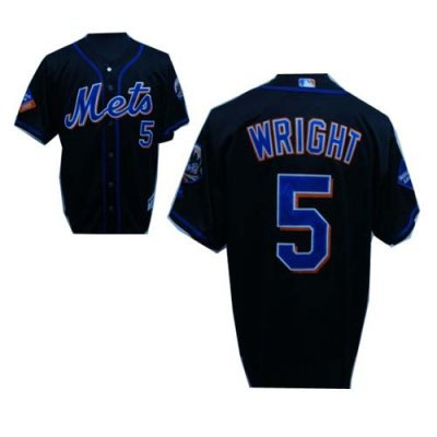 New York Mets Authentic David Wright 5 black 2009 Logo Jersey