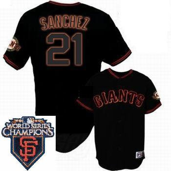 2010 World Series Champions San Francisco Giants 21 Sanchez Black Jersey