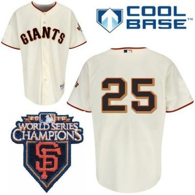 2010 World Series Champions San Francisco Giants 25 Bonds Cream MLB Jersey