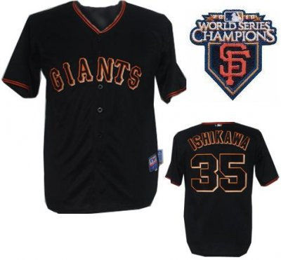 2010 World Series Champions San Francisco Giants 35 Ishikawa Black Jerseys
