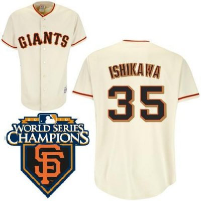 2010 World Series Champions San Francisco Giants 35 Ishikawa Cream Jerseys