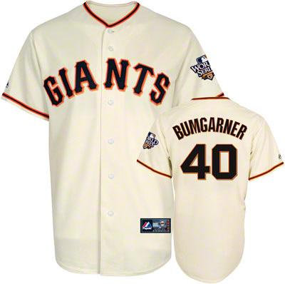 2010 World Series San Francisco Giants 40 Bumgarner Cream Jerseys