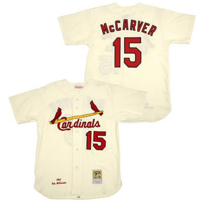 St. Louis Cardinals #15 Tim McCarver Home Jersey Mitchell andNess CREAM