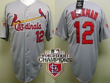 St.Louis Cardinals 12 Lance Berkman Grey 2011 World Series Champions Jersey