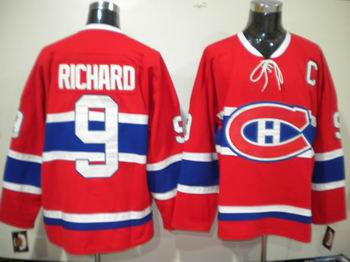 Montreal Canadiens #9 Maurice Richard Stitched Replithentic Red Jersey