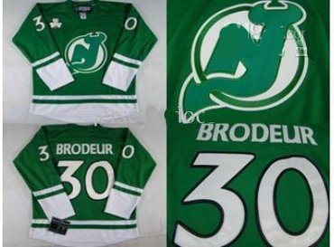 New Jersey Devils 30 Martin Brodeur St Patty's Day  Jersey Green