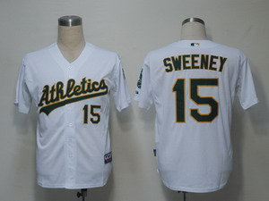 MLB Jerseys Oakland Athletics 15 Sweeney White Cool Base