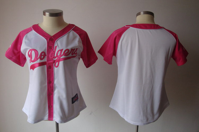 2012 Women's Pink Splash Fashion Jersey by Majestic Athletic Los Angeles Dodgers blank white jerseys
