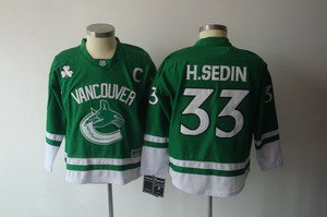 2011 St Pattys Day Vancouver Canucks 33 H.Sedin C patch Green Jerseys