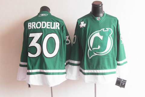 ST PARTYS DAY New Jerseys Devils 30 Brodeur green Jerseys