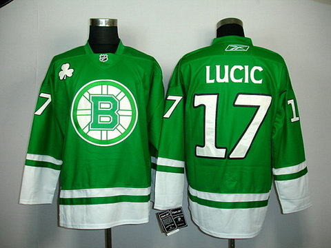 ST PARTYS DAY NHL Boston Bruins 17 LUCIC green Jerseys