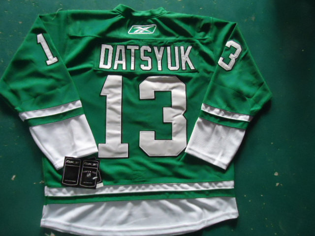ST PARTYS DAY NHL Jersey Deroit Red wings 13 DATSYUK Green