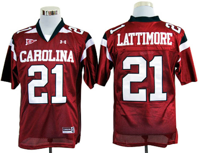 Fighting Gamecocks #21 Marcus Lattimore Red Embroidered NCAA Jersey