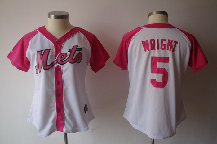 2012 Women Pink Splash Fashion Jersey by Majestic Athletic New York Mets 5 David Wright white Jerseys
