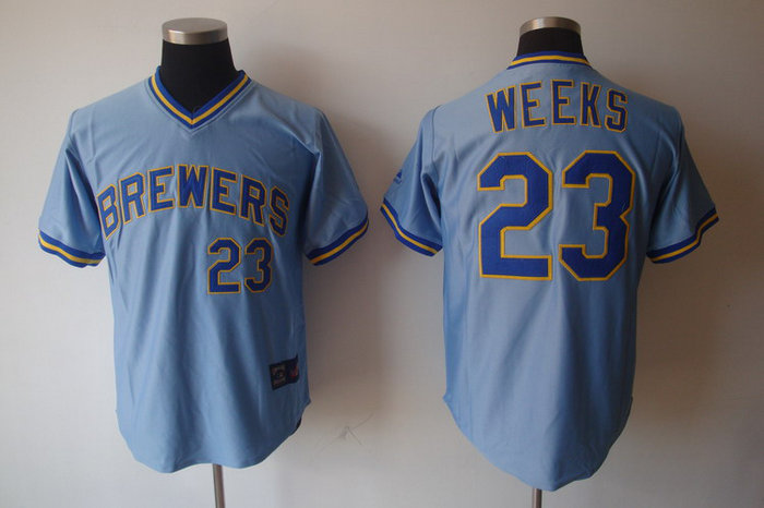 MLB Milwaukee Brewers 23 Rickie Weeks blue Jerseys