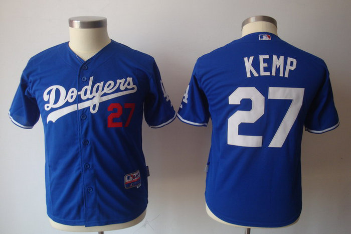 Youth Los Angeles Dodgers 27 Matt Kemp Blue jerseys