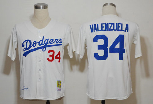 Los Angeles Dodgers 34 Fernando Valenzuela white jerseys