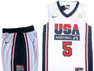 USA Basketball Retro 1992 Olympic Dream Team White Jersey & Shorts #5 Kevin Durant
