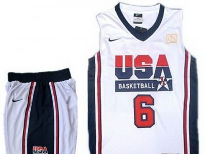 USA Basketball Retro 1992 Olympic Dream Team White Jersey & Shorts #6 LeBron James