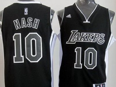 Los Angeles Lakers 10 Steve Nash Black Revolution 30 Swingman NBA Jerseys White Number