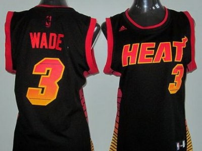 Women Miami Heat 3 Dwyane Wade Black Vibe Fashion Swingman Jerseys