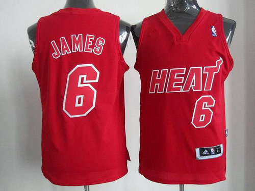 Miami Heat 6 Lebron James Red Revolution 30 Swingman NBA Jerseys Christmas Style Red Number