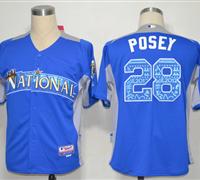 San Francisco Giants 28 Buster Posey Blue MLB Jerseys(National)