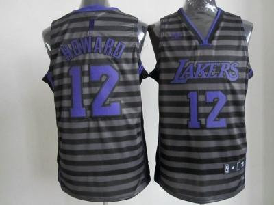nba los angeles lakers #12 dwight howard grey(black strip) nba los angeles lakers #12 dwight howard grey(black strip)