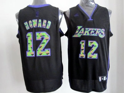 nba los angeles lakers #12 dwight howard black(camo fashion swingman)